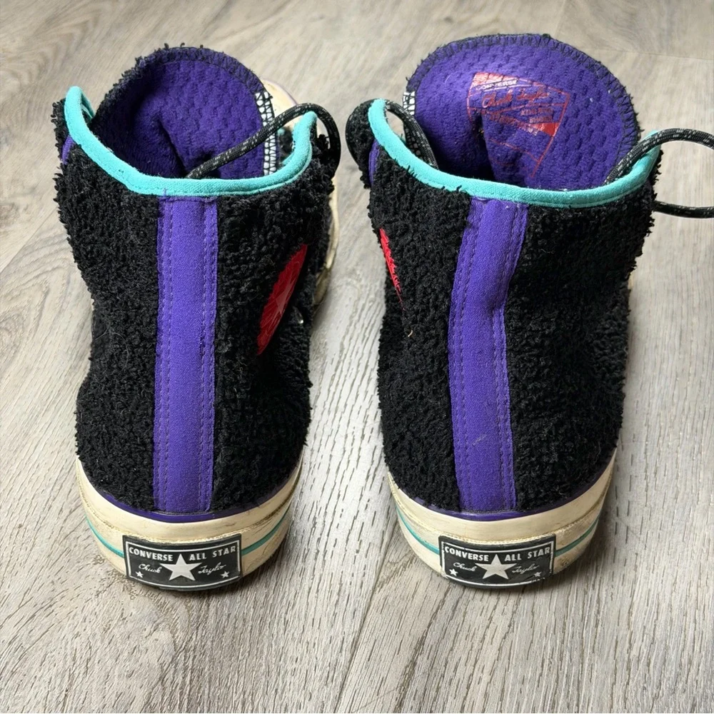 Converse Chuck Taylor All Star Shoes Mens Size 11.5 Black Fuzzy Terry High Top - Picture 5 of 11